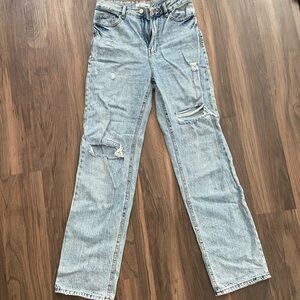 PacSun Light Blue Distressed Straight Leg Jeans